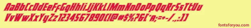 フォントVoyagefantacad – 赤い文字の黄色い背景