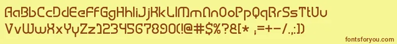 HemigraphyRegular-Schriftart – Braune Schriften auf gelbem Hintergrund