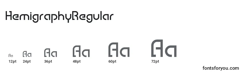 Размеры шрифта HemigraphyRegular