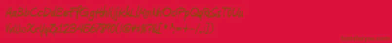 Fonte AmienneBold – fontes marrons em um fundo vermelho