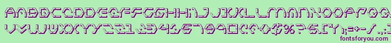 フォントZetasentry3D – 緑の背景に紫のフォント