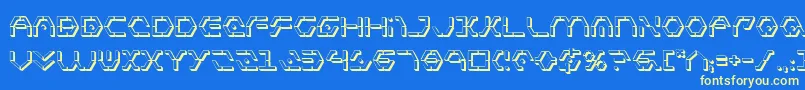 フォントZetasentry3D – 黄色の文字、青い背景