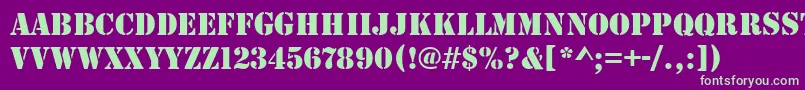 StencilRegular Font – Green Fonts on Purple Background