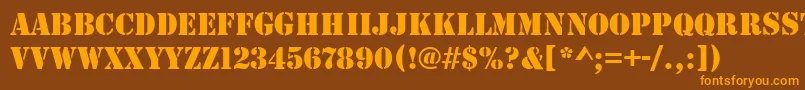 StencilRegular Font – Orange Fonts on Brown Background