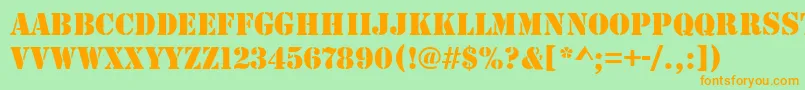 StencilRegular Font – Orange Fonts on Green Background