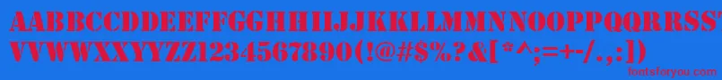 StencilRegular Font – Red Fonts on Blue Background