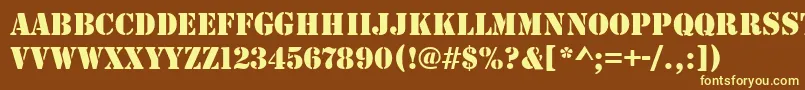 StencilRegular-fontti – keltaiset fontit ruskealla taustalla