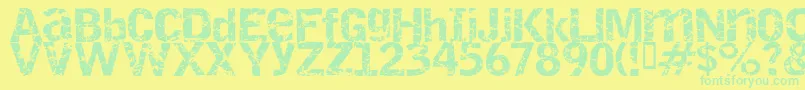 Fonte Destroy – fontes verdes em um fundo amarelo