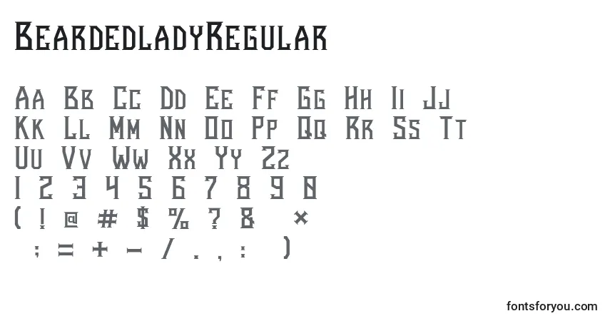 Schriftart BeardedladyRegular – Alphabet, Zahlen, spezielle Symbole