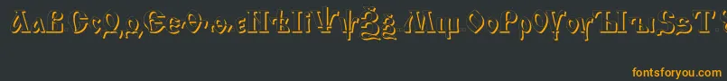 フォントIzhitsa ffy – 黒い背景にオレンジの文字