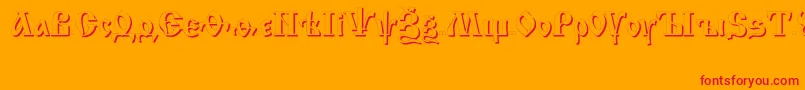 Izhitsa ffy-Schriftart – Rote Schriften auf orangefarbenem Hintergrund