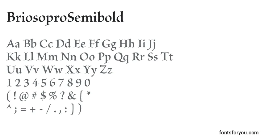 BriosoproSemibold Font – alphabet, numbers, special characters