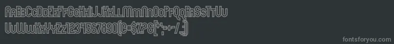 HereAndNotFound-fontti – harmaat kirjasimet mustalla taustalla