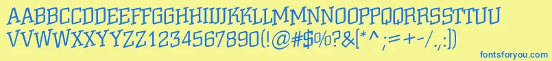 ACitynovattlspuplt Font – Blue Fonts on Yellow Background