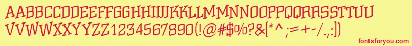 ACitynovattlspuplt Font – Red Fonts on Yellow Background