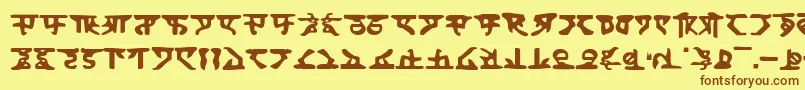 フォントHomeworld – 茶色の文字が黄色の背景にあります。