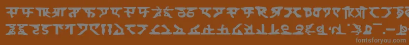 Homeworld-fontti – harmaat kirjasimet ruskealla taustalla