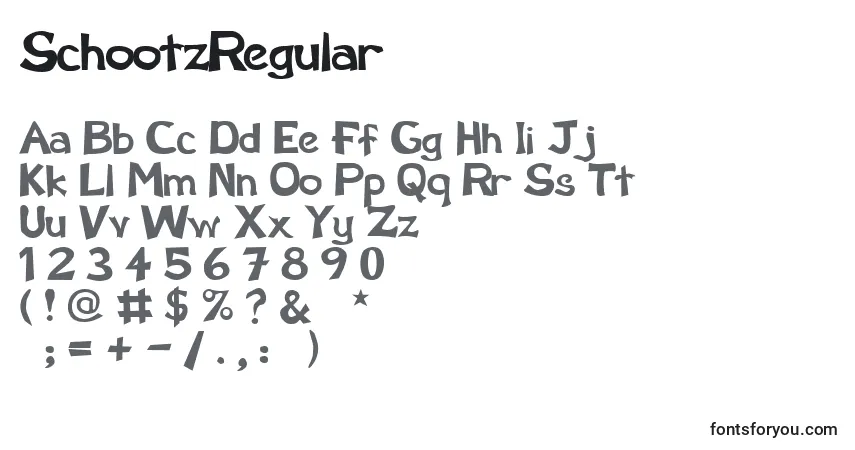 Schriftart SchootzRegular – Alphabet, Zahlen, spezielle Symbole