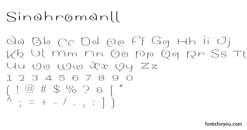 A fonte Sinahromanll – alfabeto, números, caracteres especiais