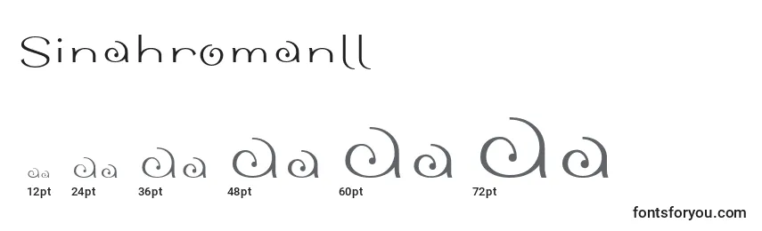 Размеры шрифта Sinahromanll