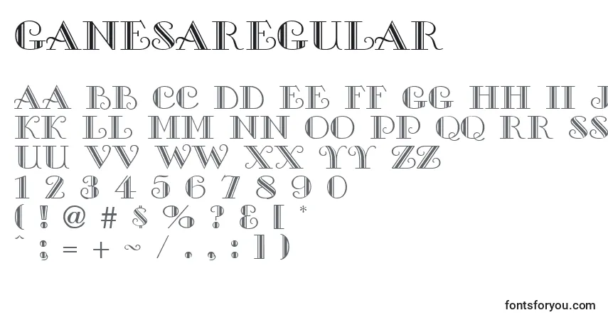 Czcionka GanesaRegular – alfabet, cyfry, specjalne znaki
