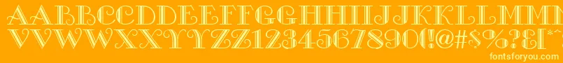 GanesaRegular-Schriftart – Gelbe Schriften auf orangefarbenem Hintergrund
