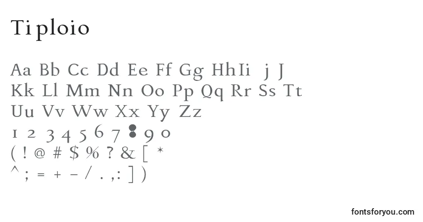 Schriftart Tiploio – Alphabet, Zahlen, spezielle Symbole