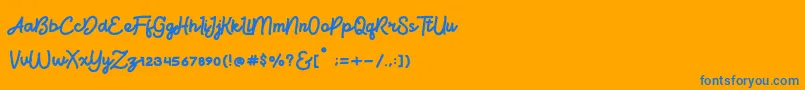 BrightBeautyNormal Font – Blue Fonts on Orange Background