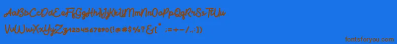 BrightBeautyNormal Font – Brown Fonts on Blue Background