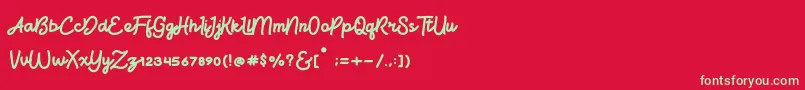 BrightBeautyNormal Font – Green Fonts on Red Background