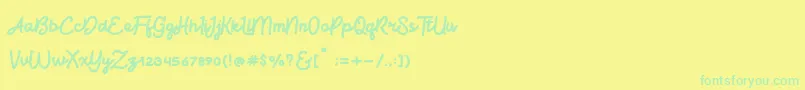 BrightBeautyNormal Font – Green Fonts on Yellow Background