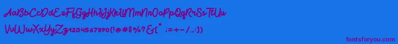 BrightBeautyNormal Font – Purple Fonts on Blue Background