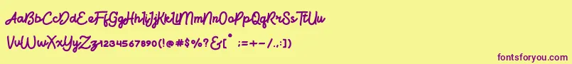 BrightBeautyNormal Font – Purple Fonts on Yellow Background