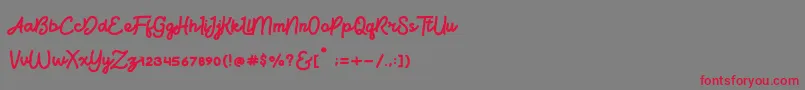 フォントBrightBeautyNormal – 赤い文字の灰色の背景