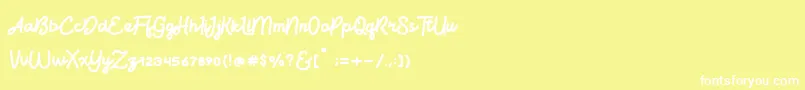 フォントBrightBeautyNormal – 黄色い背景に白い文字