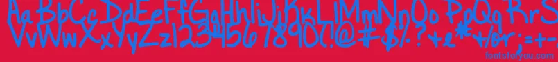 DjbLittleBlackDress Font – Blue Fonts on Red Background