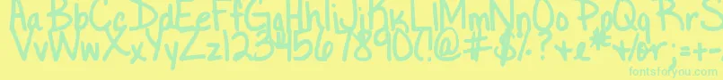 DjbLittleBlackDress Font – Green Fonts on Yellow Background