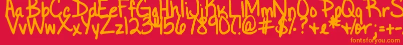 DjbLittleBlackDress Font – Orange Fonts on Red Background