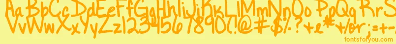 DjbLittleBlackDress Font – Orange Fonts on Yellow Background