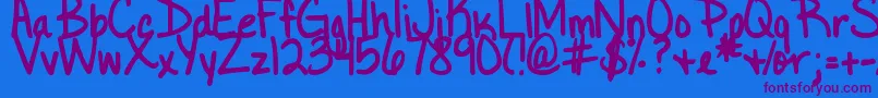 DjbLittleBlackDress Font – Purple Fonts on Blue Background