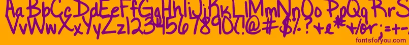 DjbLittleBlackDress Font – Purple Fonts on Orange Background