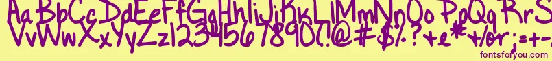 DjbLittleBlackDress Font – Purple Fonts on Yellow Background