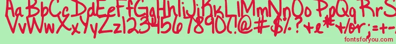 DjbLittleBlackDress Font – Red Fonts on Green Background