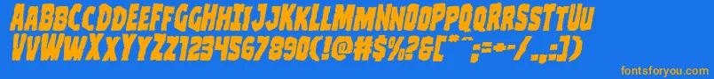 Clubberlangexpandital Font – Orange Fonts on Blue Background