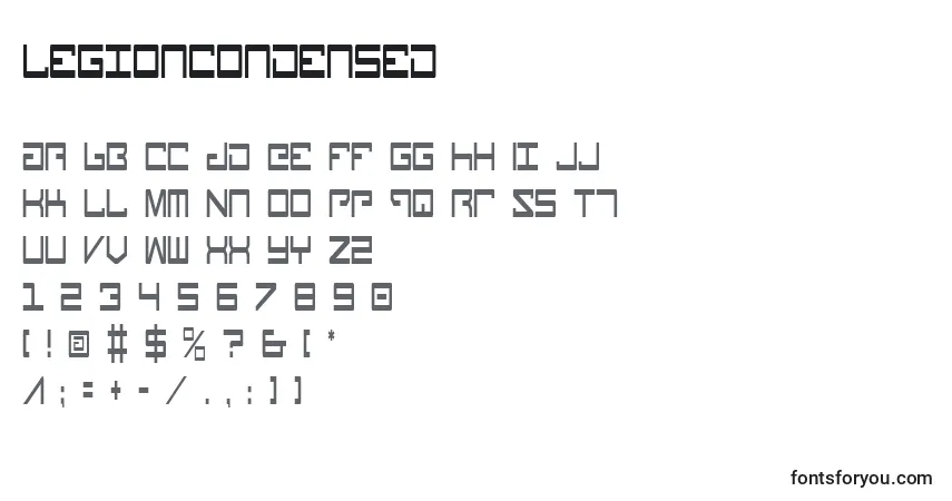 Шрифт LegionCondensed – алфавит, цифры, специальные символы