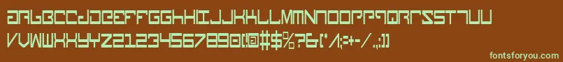 フォントLegionCondensed – 緑色の文字が茶色の背景にあります。