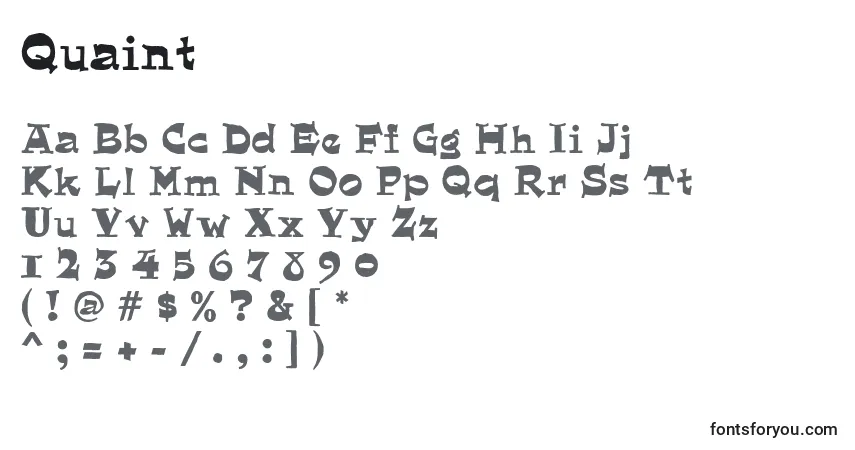 A fonte Quaint – alfabeto, números, caracteres especiais