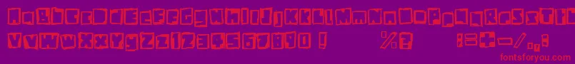 フォントStiffNeck – 紫の背景に赤い文字