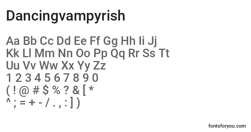 Шрифт Dancingvampyrish – алфавит, цифры, специальные символы