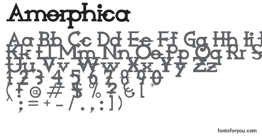 Czcionka Amorphica – alfabet, cyfry, specjalne znaki